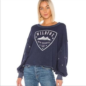 Wildfox‎ Crest Olivia Sweatshirt Size Medium Oxford Blue
